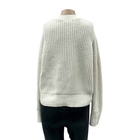 Banana Republic Chunky Knit Long Sleeve Sweater Boxy Pullover‎ Top White Women M - Picture 2 of 11